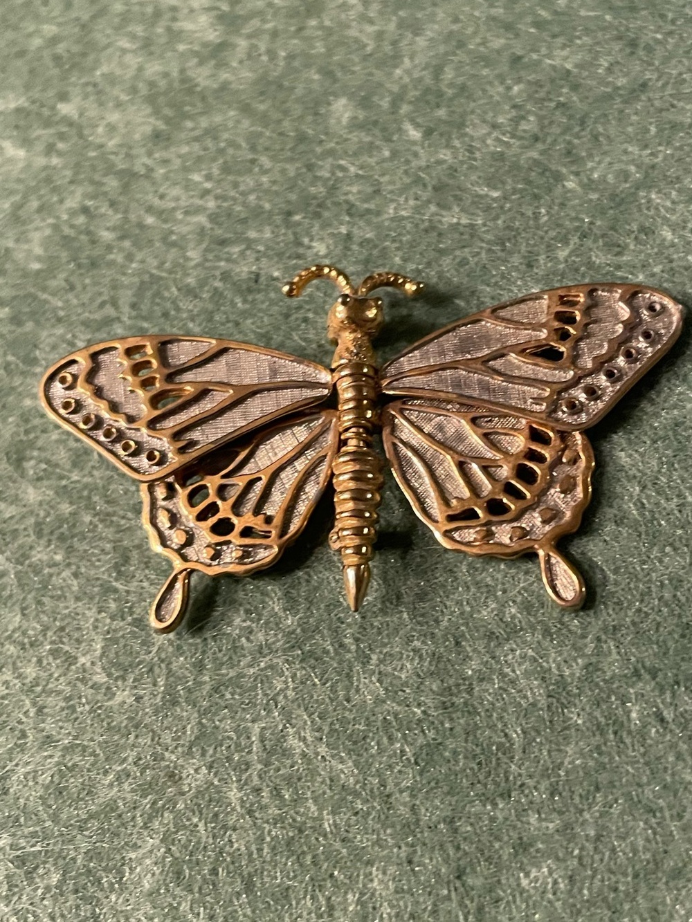 Antique  Butterfly Brooch - Gold Tone